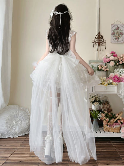 White Hanayome Butterfly Fabric Shiro Dress Princess Lolita Jumper Skirt