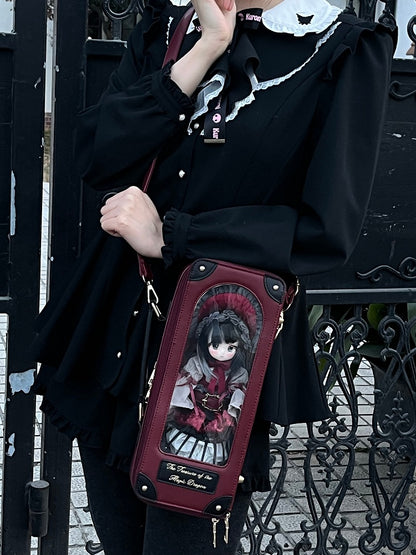 Black&Red Diamond Pattern 1/6 Scale BJD Doll Bag with Two Straps