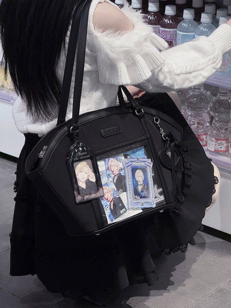 Black Fan-shaped Ita Shoulder Bag