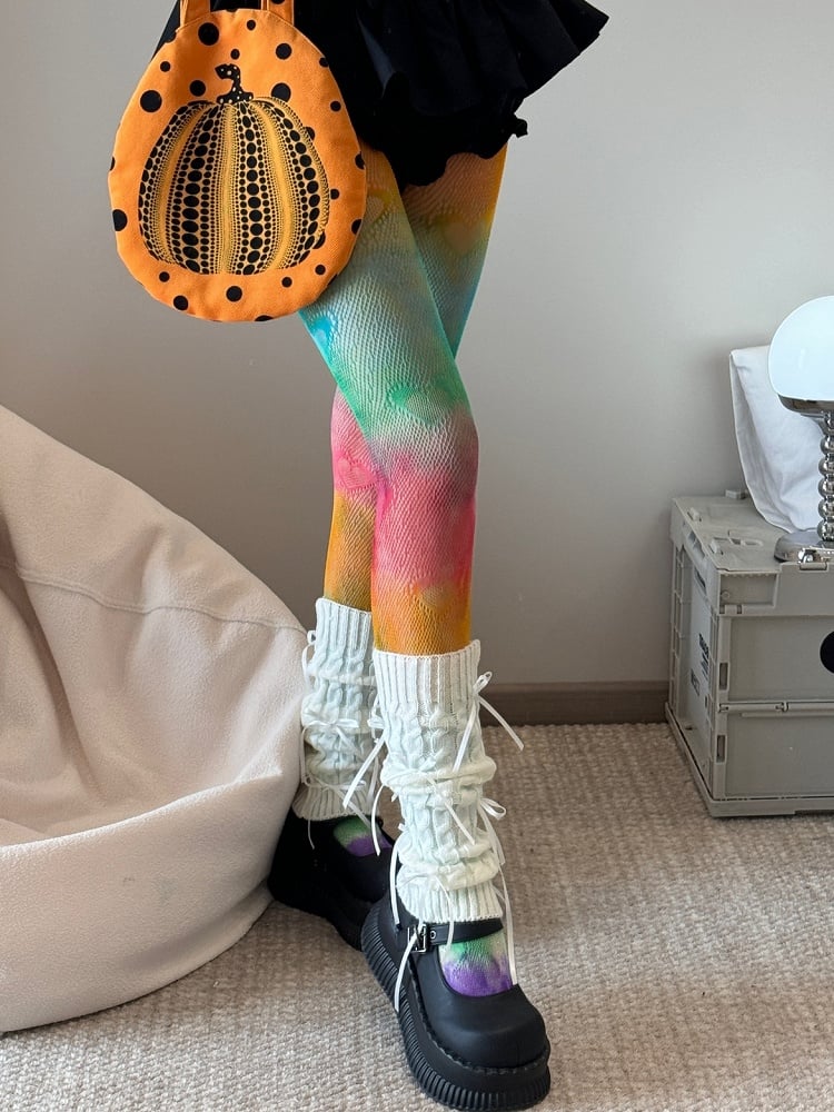 Colorful Ombre Color Heart Pattern Tights