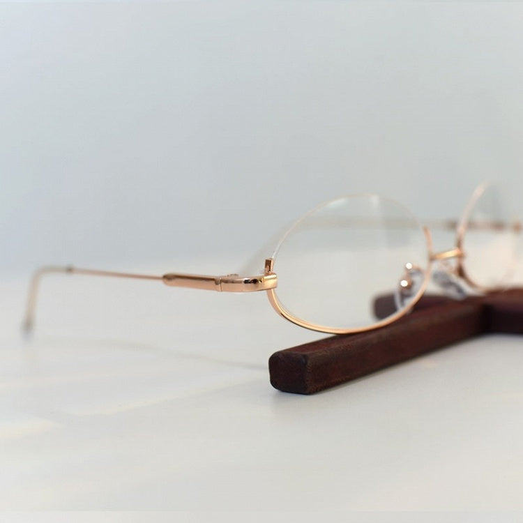 Gold Cyberpunk Semi-rimless Glasses + Chain Accessory