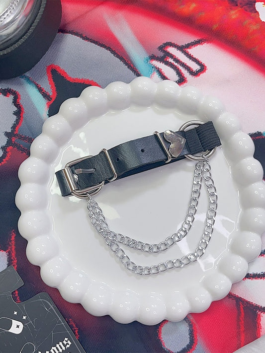 Black/White Y2K Heart Decorated Chain Charm Arm Ring