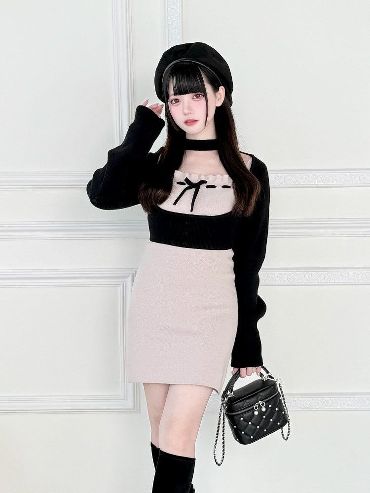 Pink/White/Black Jirai Kei Quilted Crossbody/Handbag with Rhinestone Decor