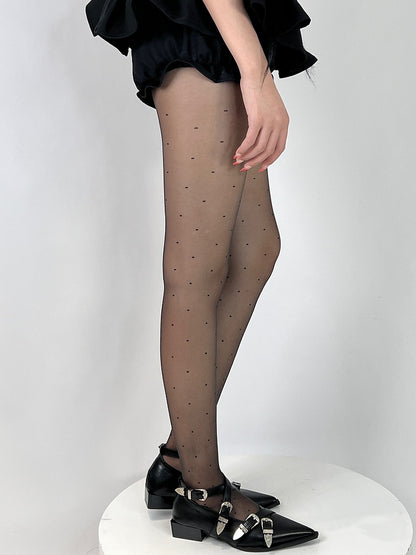Thin Version Black Polka-dot Pattern Tights