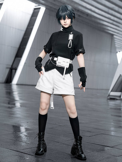 White Cyberpunk Urban Techwear Ouji Lolita Shorts