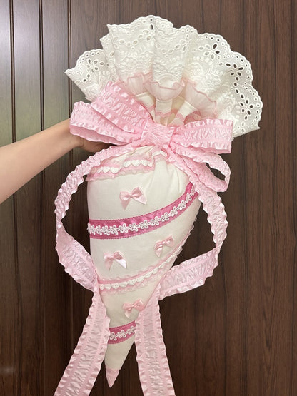 Pink/Blue/Light Coffee Large Bowknot Lace-Trimmed Lolita Decorating Pastry Bag