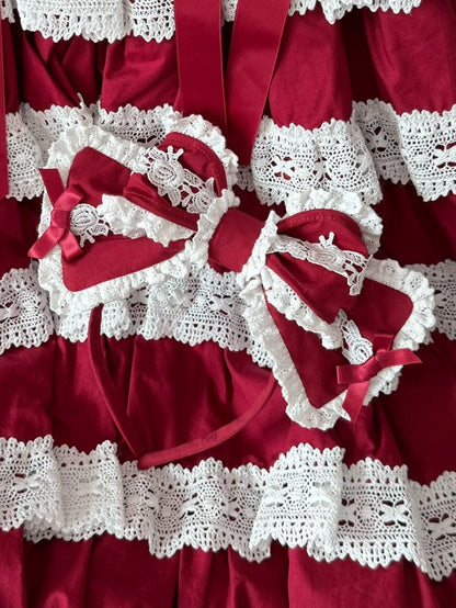 Pink/Wine Red/Black Lace Trim Bowknot KC