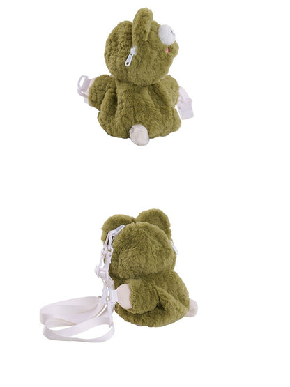 Green Frog Lamb Design Plush Backpack Crossbody Bag Middle/Large Size
