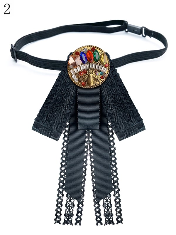 2 Options Black Rhinestone Decorated JK Bow Tie