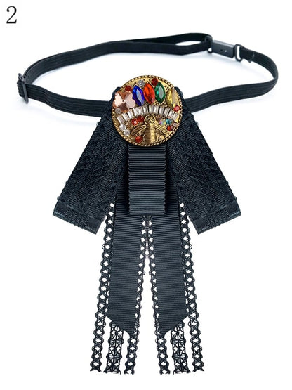 2 Options Black Rhinestone Decorated JK Bow Tie