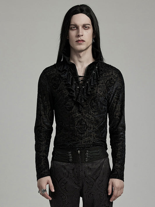 Black Goth High Collar T-shirt