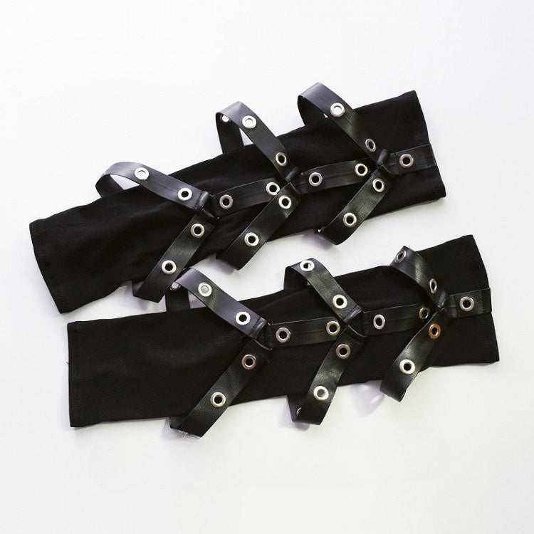 Black Cyberpunk Studs Details Gloves