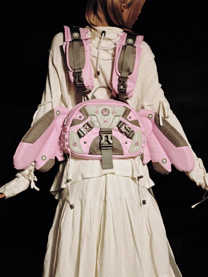 Pink Angel Mech Bag with Detachable Wings & Convertible Strap