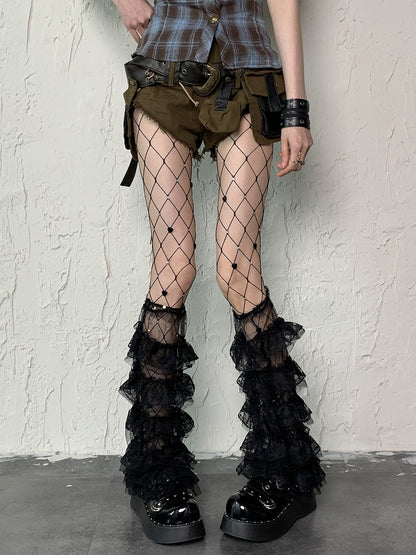 Black Y2K Rhinestone Cut-out Design Tights