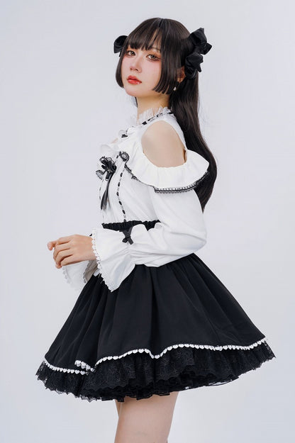 Jirai Kei Open Shoulders Long Sleeves White Blouse Best Seller