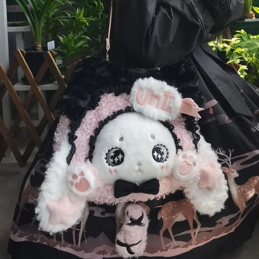 Black and Pink Sweet Lolita Lop Ear Bunny Plush Bag