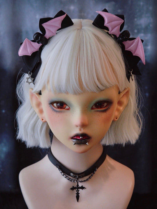 Hexagram Charm Pink Bat Wings Black Gothic Skull Bowknot Hairclips