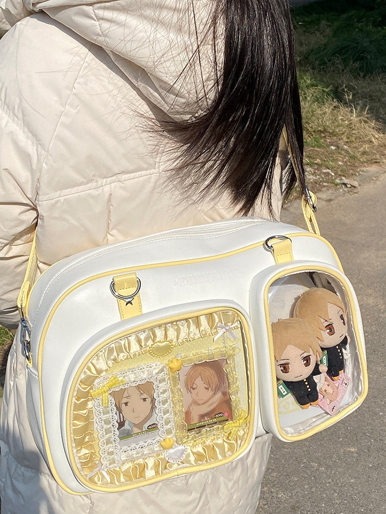 Creamy Yellow Contrast Trim Bread-shaped Ita Shoulder Bag