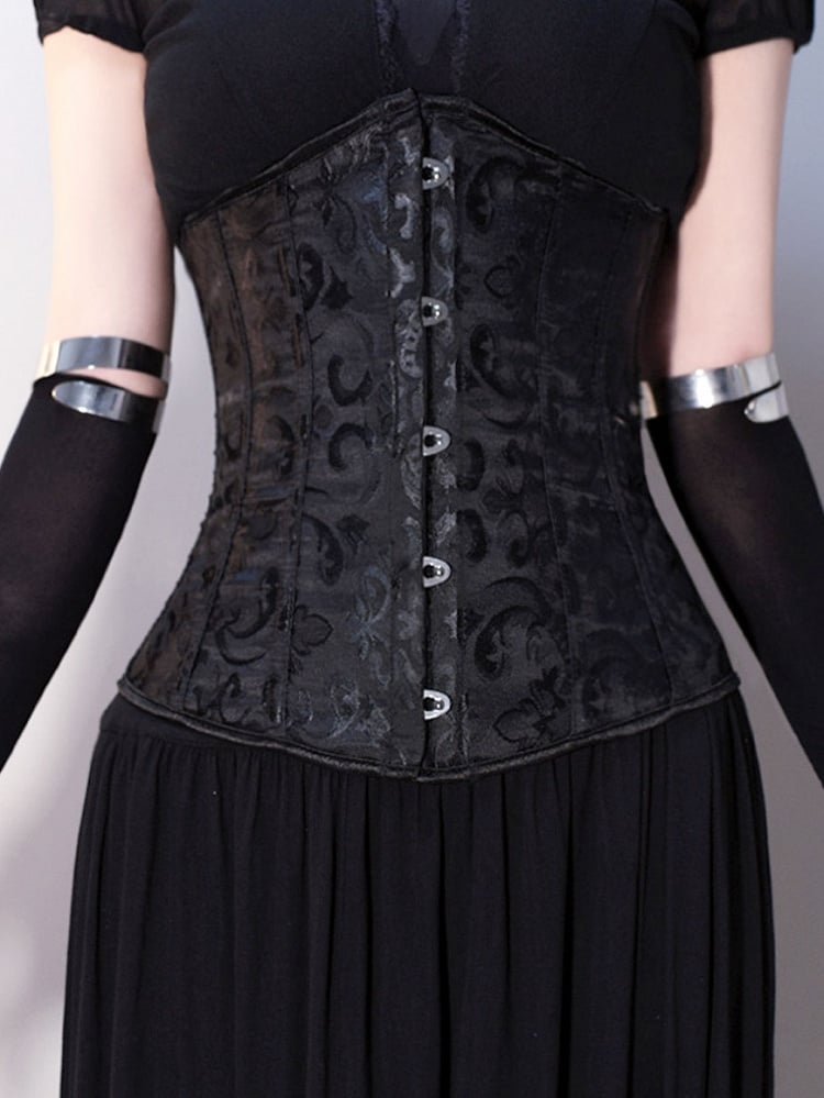 Black/White Cyberpunk Waist Corset Belt