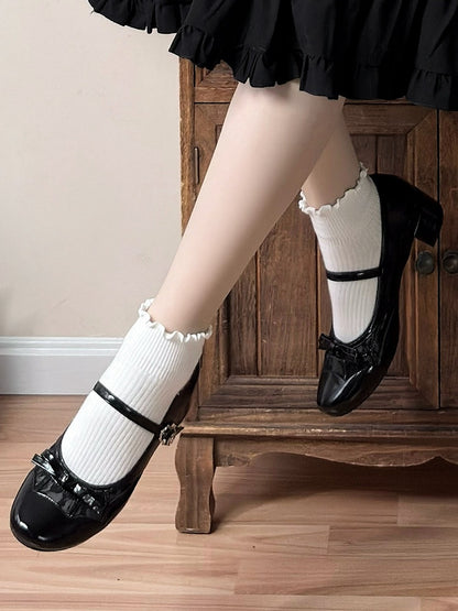 Black Gothic Bow at Top Spiderweb Design Mary Janes