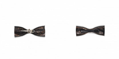 Dark Brown Punk PU Bowknot Hairclip