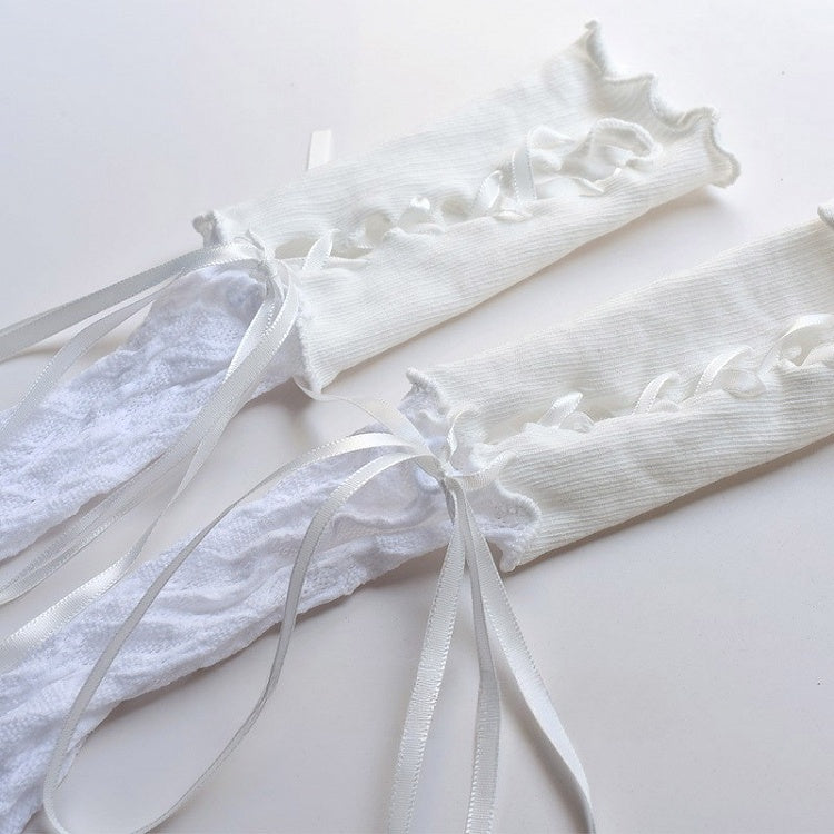 Gothic Punk Black/White Lace-up Sleeves