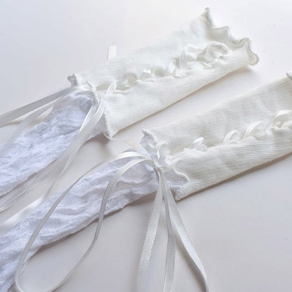 Gothic Punk Black/White Lace-up Sleeves