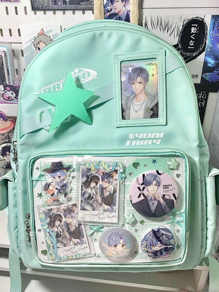 Large Capacity Daily Star Decoration Green Ita Backpack - Comes with Adjustable Strap