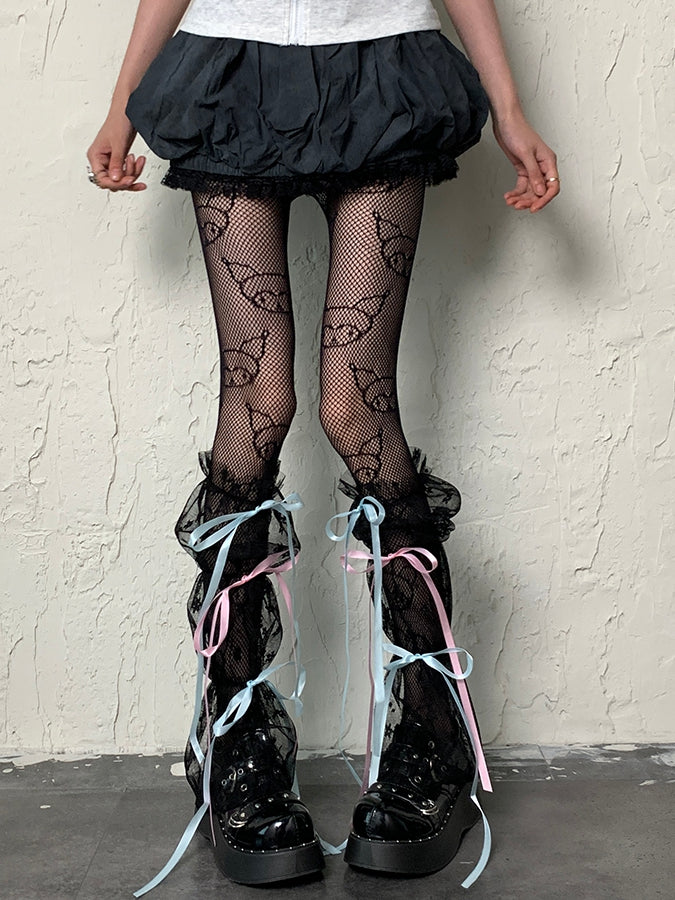 Black Y2K Self-tie Straps Lace Leg Sleeves