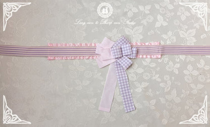 Stripes and Plaid Pattern Bowknot Choker