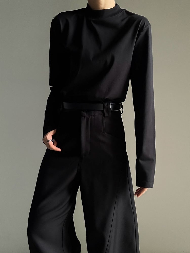 Ouji Lolita Black Unisex Long Sleeve Mock Neck T-shirt