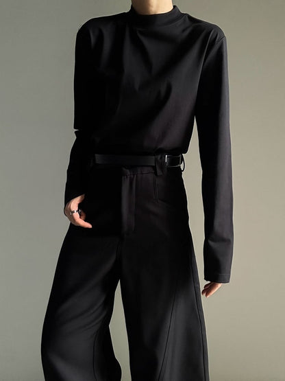 Ouji Lolita Black Unisex Long Sleeve Mock Neck T-shirt