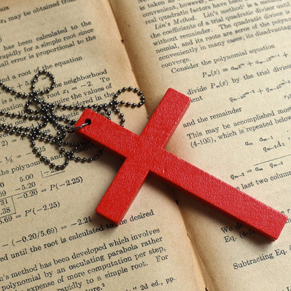 White/Black/Red/Pink Gothic Cross Pendant Necklace