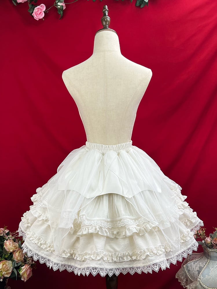 White Shiro Gothic Lolita Handkerchief Overlay Jacquard Skirt