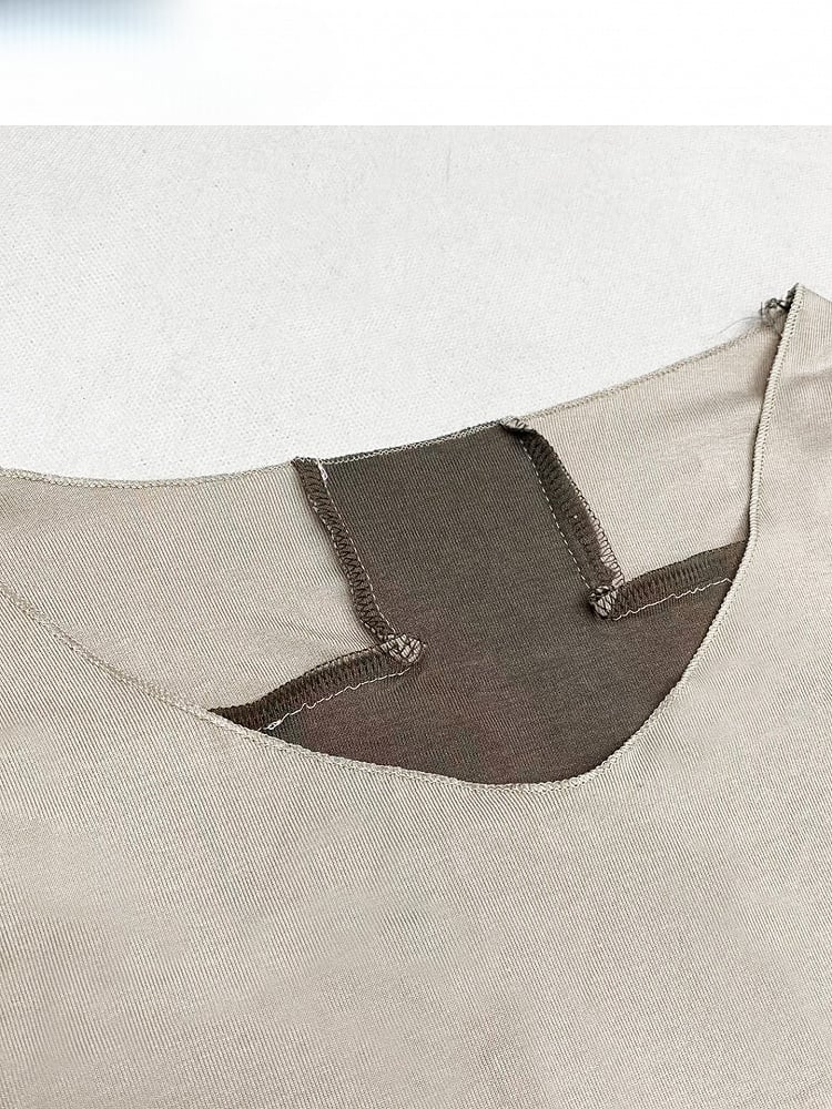 Apricot Cross Design Asymmetrical Neckline Long Sleeves Top