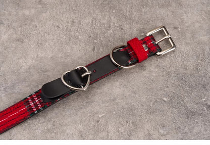 Heart PU Buckle Gothic Red Plaid Choker