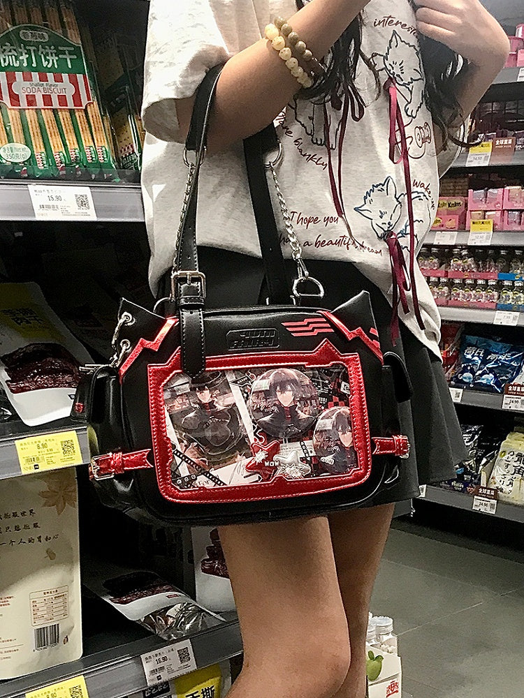 Black & Red Cute Kitty Ear Design Ita Bag