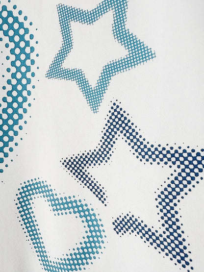 Stars and Sweethearts Print Blue and White T-shirt