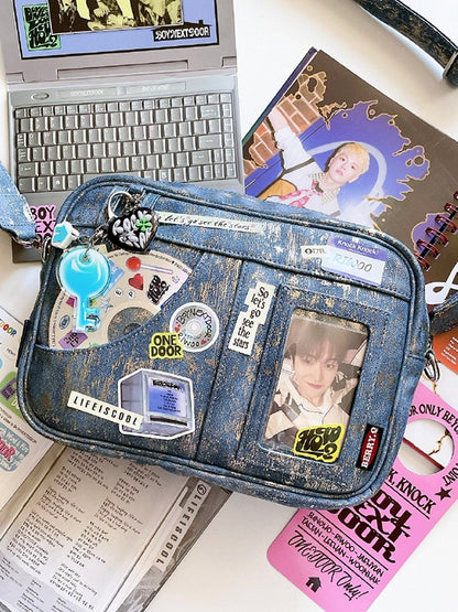 Dark Blue PU Ita Crossbody Bag