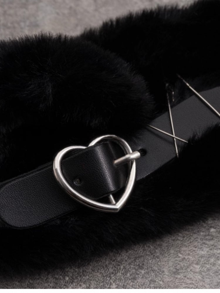 Black Cat Ear With Red Plaid Pattern Bowknot And Heart Buckle Details Hairband