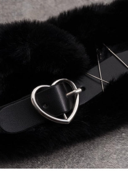 Black Cat Ear With Red Plaid Pattern Bowknot And Heart Buckle Details Hairband