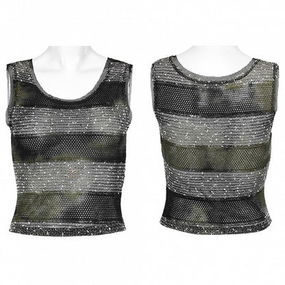 Black and Green Punk Daily Striped Vest