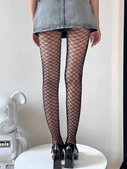 Black Y2K Cut-out Design Tights