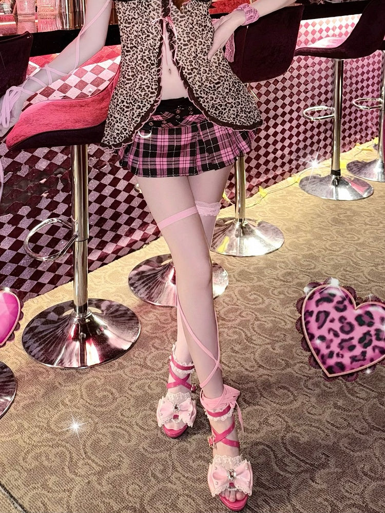 Rose Red Gyaru Fashion Heart-shaped High Heels Sandals