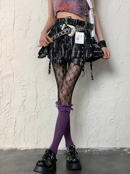 Black Y2K Hollow-out Design Tights