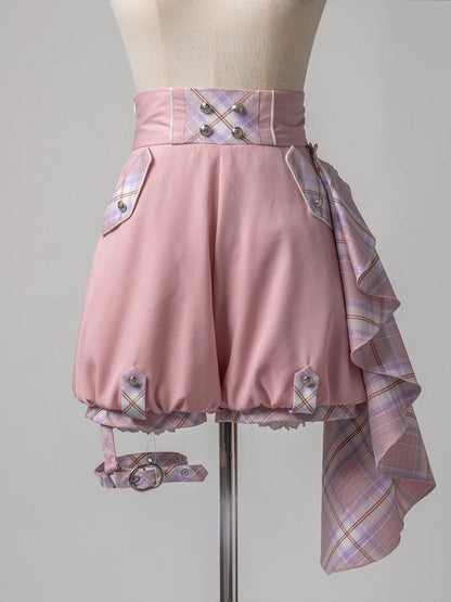 Pink and White Prince Ouji Lolita Outfit - White Shirt + Pink Cape + Pink High Waist Shorts