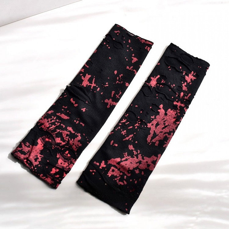Distressed Holes Black and Red Wasteland Punk Sleeves