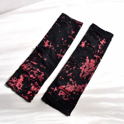 Distressed Holes Black and Red Wasteland Punk Sleeves