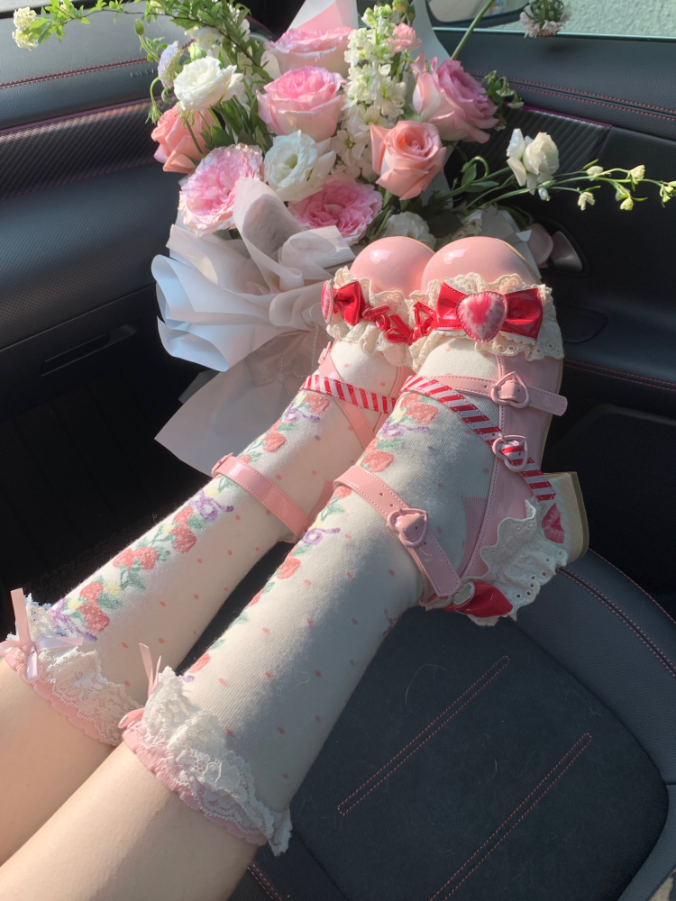 Raspberry Strawberry Cake Pink Sweet Lolita Mary Jane Shoes