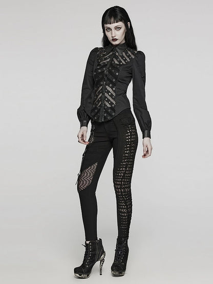 Black Punk Sexy Hollow Shirt